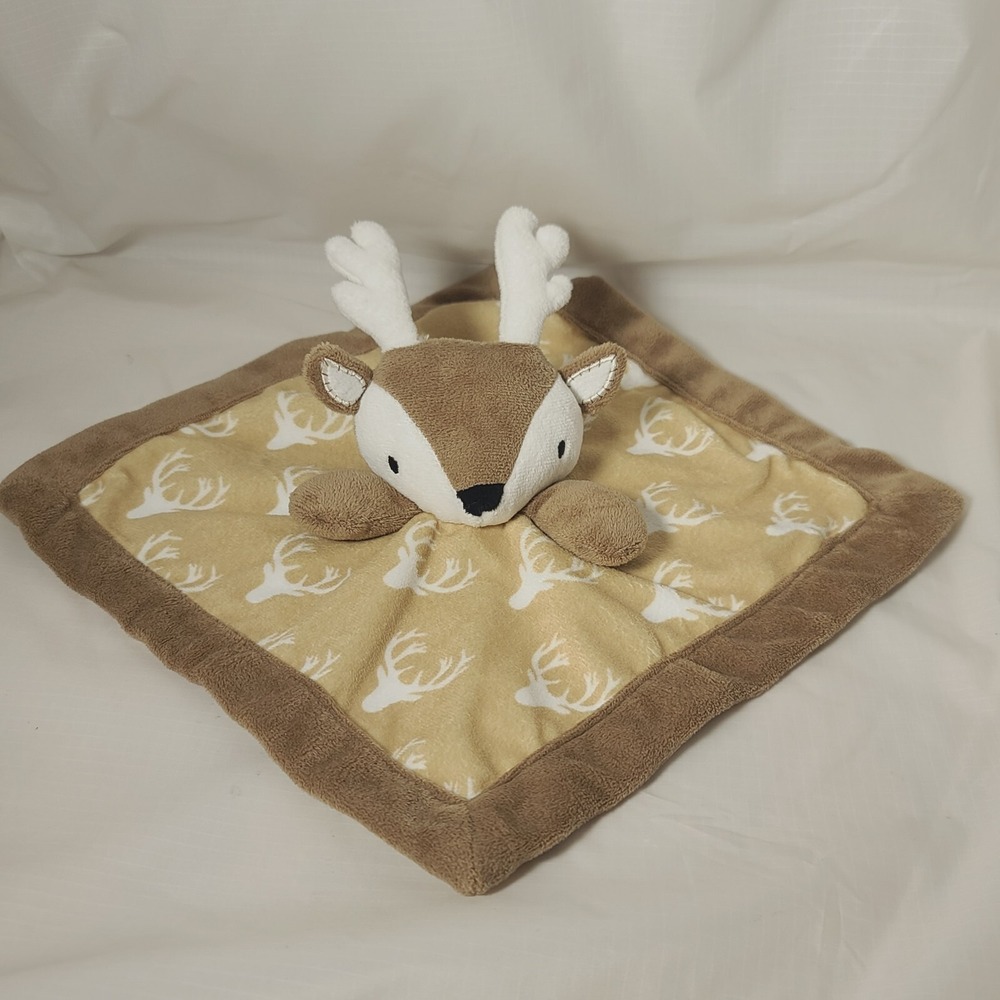 Levtex Baby Deer Plush Lovey Security Blanket Buck Antlers Reindeer Brown Plush